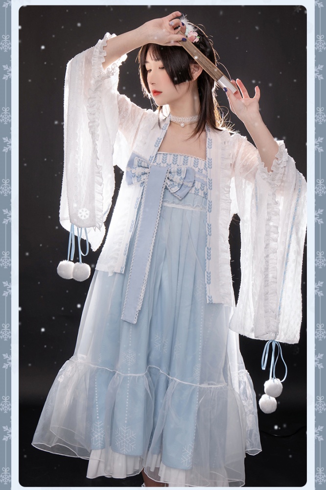 Snow Winter Moon Wa Lolita Dress JSK Set